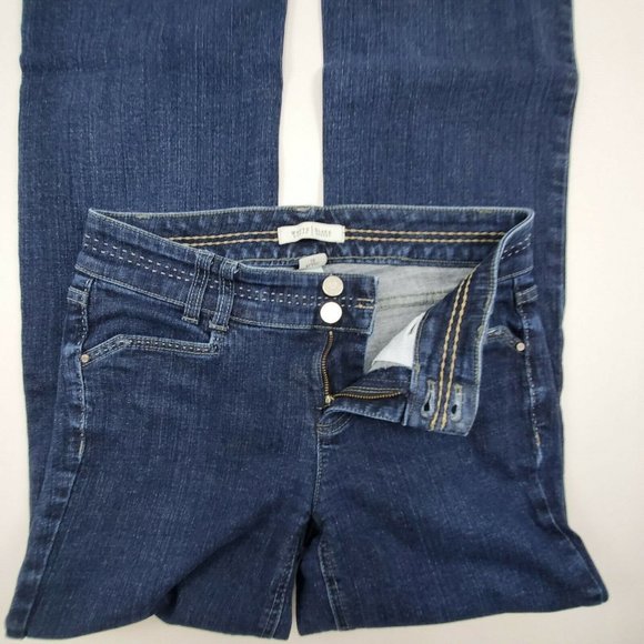 WHBM Womens Jeans sz 2R Blanc Trouser Leg mid rise med/dark wash - Picture 7 of 11